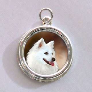 American Eskimo DOG Silver CHARM   PENDANT  