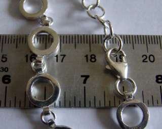 Sterling Silver Round Circle Link Chain Necklace Heavy  