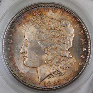 1885 Morgan Silver Dollar Coin, Toned, PCGS MS 64 OGH  