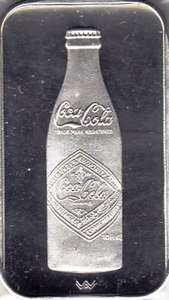 COCA COLA 75TH ANNIVERSARY SILVER 1 TROY OZ .999 INGOT WITH SERIAL 