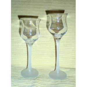  Princess House Set of Two Tiered Crystal Frosted Stem 