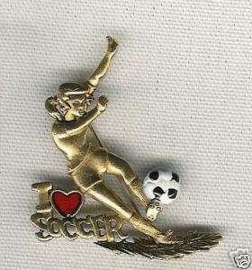 Girl I Love Soccer Brooch Pin Danecraft  