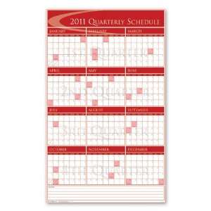  2012 Quarterly   Vertical Wall Calendar   Red Office 