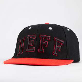 Neff Champ cap snapback hat. Neff block text across front. Contrast 