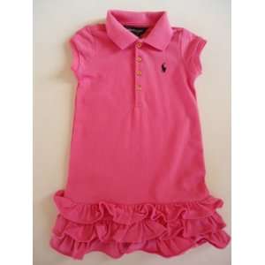 Ralph Lauren Polo Pony Mesh Pink Ruffle Cotton Dress, Size 3 3T