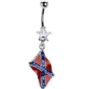  Rebel Flag Dangle Belly Ring Jewelry