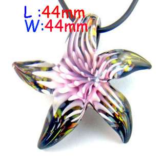   Lampwork Glass Starfish Flower Bead Pendant Necklace Jewelry  