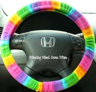 Car Steering Wheel Cover Rainbow Blue Green Pink NEW  