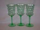 PALE GREEN GLASS WINE GLASS WATER GOBLET x 3