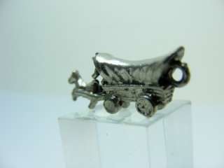   Sterling Silver Western Cowboy Coverd Wagon Horse 3D Charm  