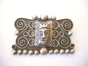   MADE STERLING SILVER MEXICO 925 TRIBAL FACE MASK PIN BROOCH  