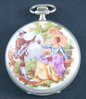 Antique Mens Swiss Pocket Watch Art Nouveau Limoges UHREN RELOJ MONTRE 