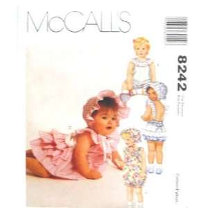  McCalls Sewing Pattern 8242 Infant Rompers, Dress, Bonnet 