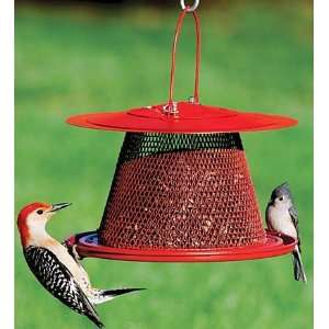   Metal Songbird Bird Feeder with Overhanging Roof Patio, Lawn & Garden