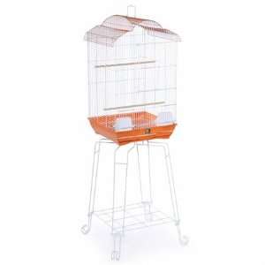  Round Top Bird Cage in Orange / White