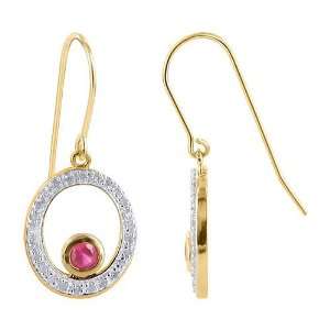 18 KT Gold over Sterling Silver Round Ruby Stones French Wire Findings 