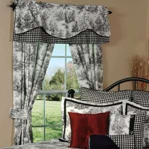  Jamestown Black Toile Doubled Scalloped Valance With Skirt 