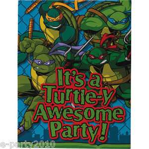 TMNT Teenage Mutant NINJA TURTLES Party ~ 8 INVITATIONS 726528174084 