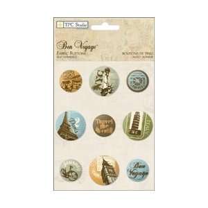  Paper Company Bon Voyage Self Adhesive Fabric Buttons ; 3 