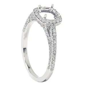   Pave Diamond 14K Mount Engagement Halo Ring Setting Thin White Gold