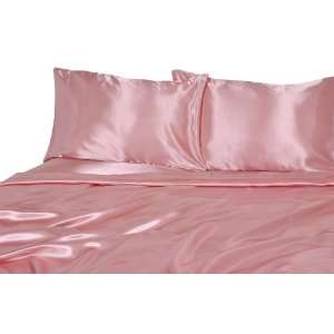   Silky Luxurious Woven Satin 4 Piece Sheet, Full, Pink