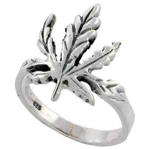 Sterling Silver Large Pot Leaf Ring (Available in Sizes 6 to 10) size 