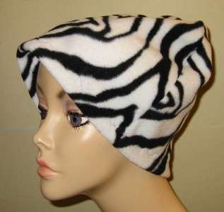 ZEBRA PRINT Fleece Comfy Chemo Hat, Alopecia,Turban  