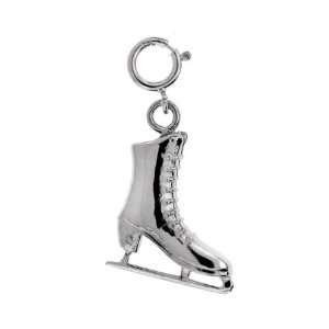 14kt White Gold 3 D Ice Skate Pendant Jewelry