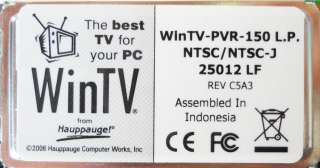   Hauppauge WinTV PVR 150 Low Profile TV Tuner NTSC / NTSC   J 25012 LF