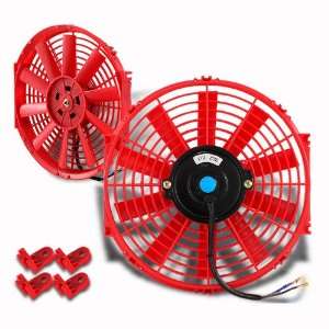   Diameter 12V 2200RPM Electric Pull 2.5 Thin / Slim Red Radiator Fan