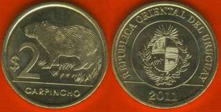 Uruguay 2 pesos 2011 km#new Carpincho UNC  