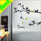 Birds Cage Tree Wall Stickers Vinyl Decals Home Decor  