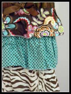 Ann Loren Safari Teal & Chocolate capri outfit set 7/8 Girls  