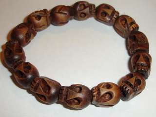 Maui Style Wooden Skull 1/2 Bracelet 3 diameter. It is Stretchable.