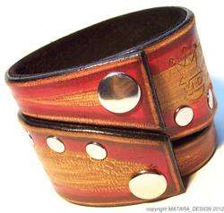 Custom Leather Carnival Cuff Vintage Bracelet MataraNYC  