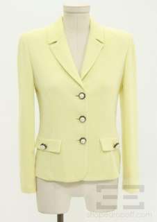 St. John Collection Yellow Knit And Pearl Button Jacket Size 2  