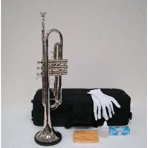 RUGERI B FLAT NICKEL   PLATED TRUMPET WITH CARRYING CASE + MOUTHPIECE 