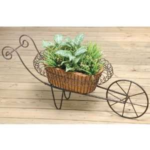 Wrought Iron Basket Wheelbarrow Planters with Coco Liner 