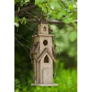  Enterprises Birdhouse Twig Motif Tall Wooden Patio, Lawn & Garden